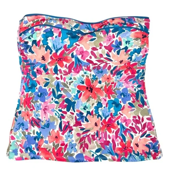 Tommy Bahama Watercolor Floral Bandeau Tankini Top - Picture 5 of 10